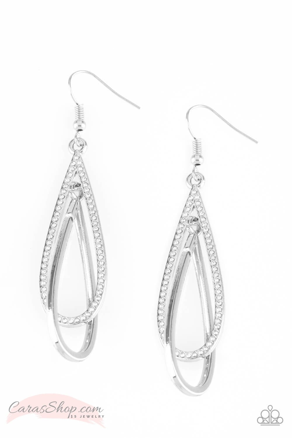 Spotlight Splendor - White Teardrop Earrings - Paparazzi Accessories-CarasShop.com - $5 Jewelry by Cara Jewels