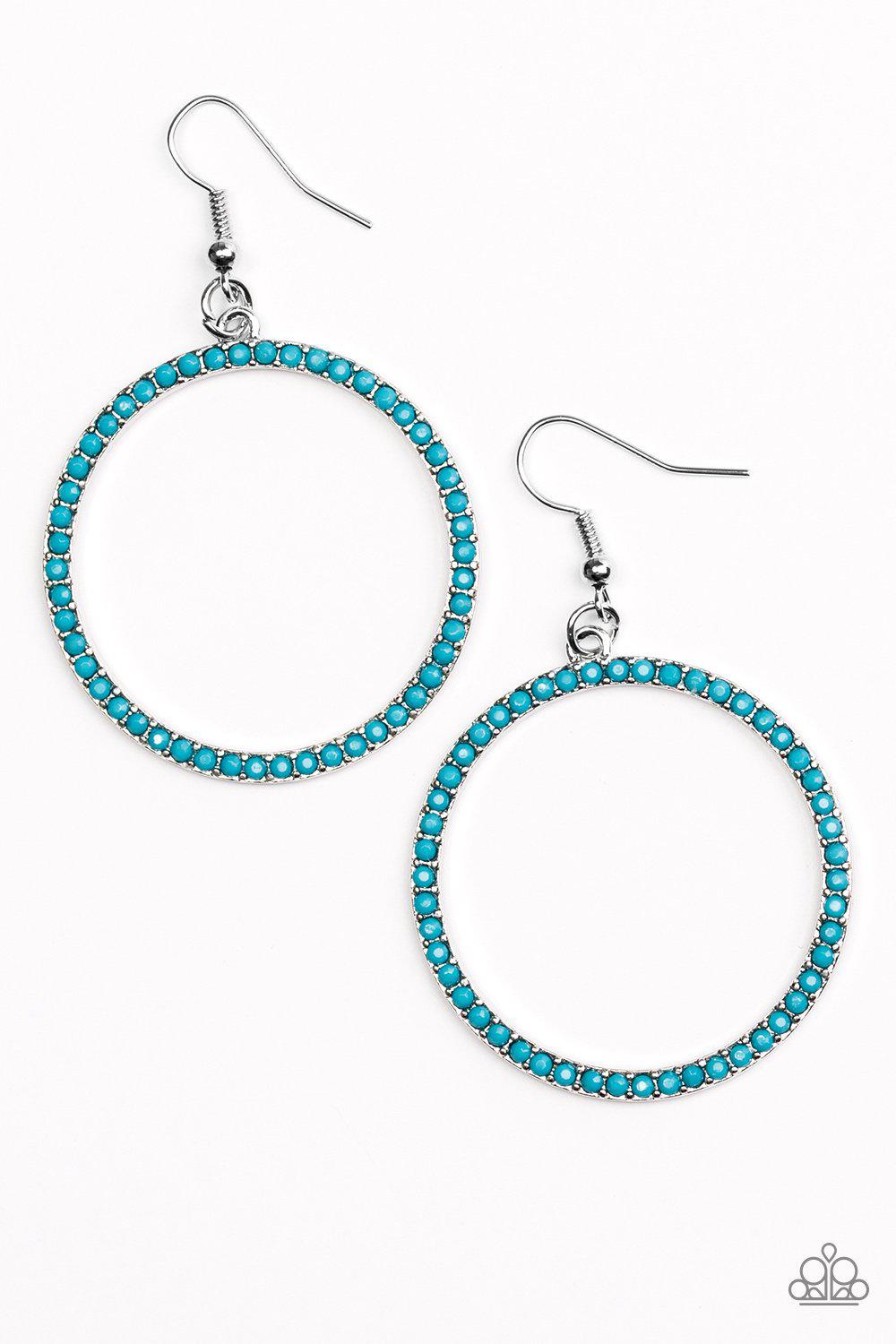 Spring Party Blue Earrings - Paparazzi Accessories-CarasShop.com - $5 Jewelry by Cara Jewels