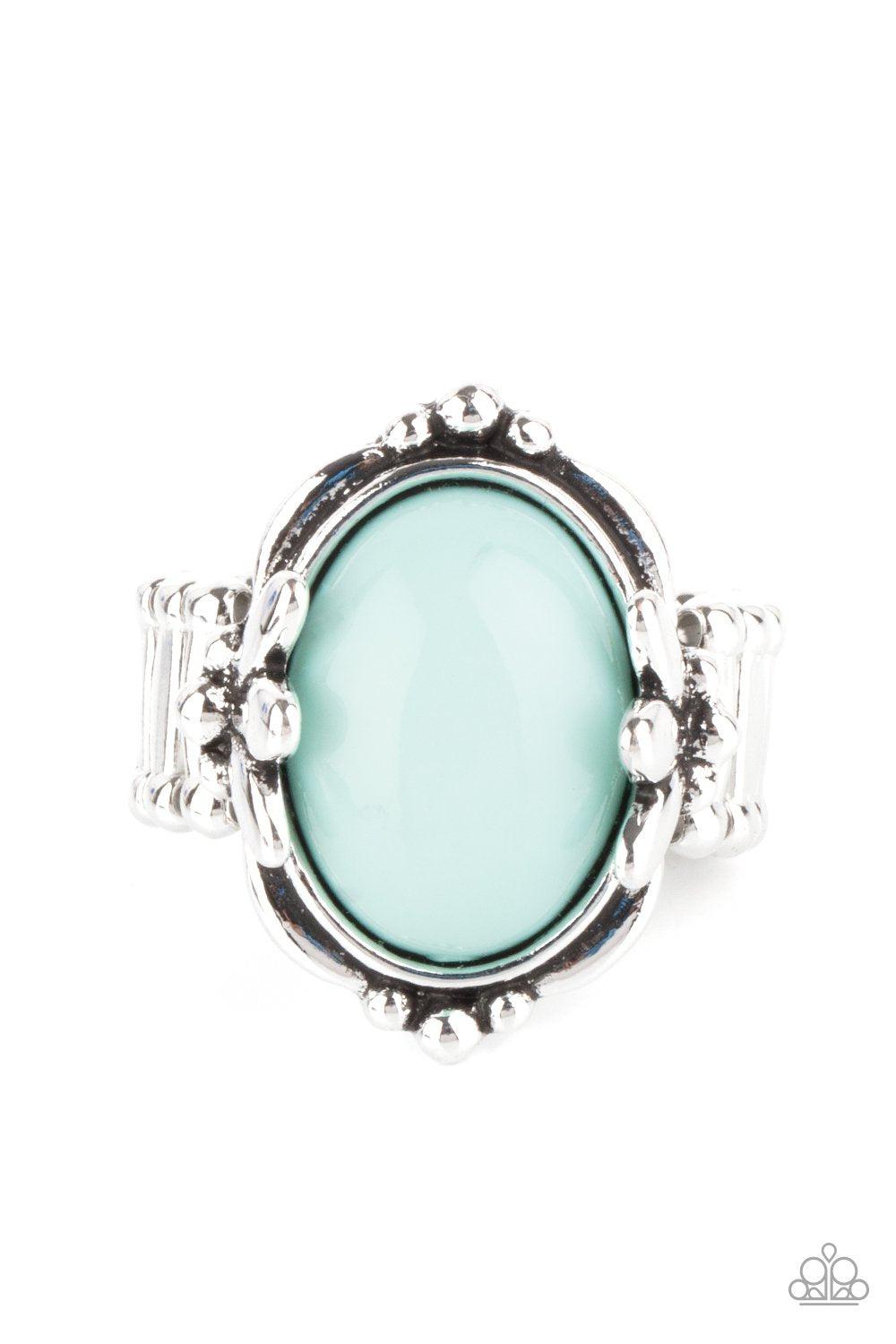 Springtime Splendor Blue and Silver Ring - Paparazzi Accessories- lightbox - CarasShop.com - $5 Jewelry by Cara Jewels