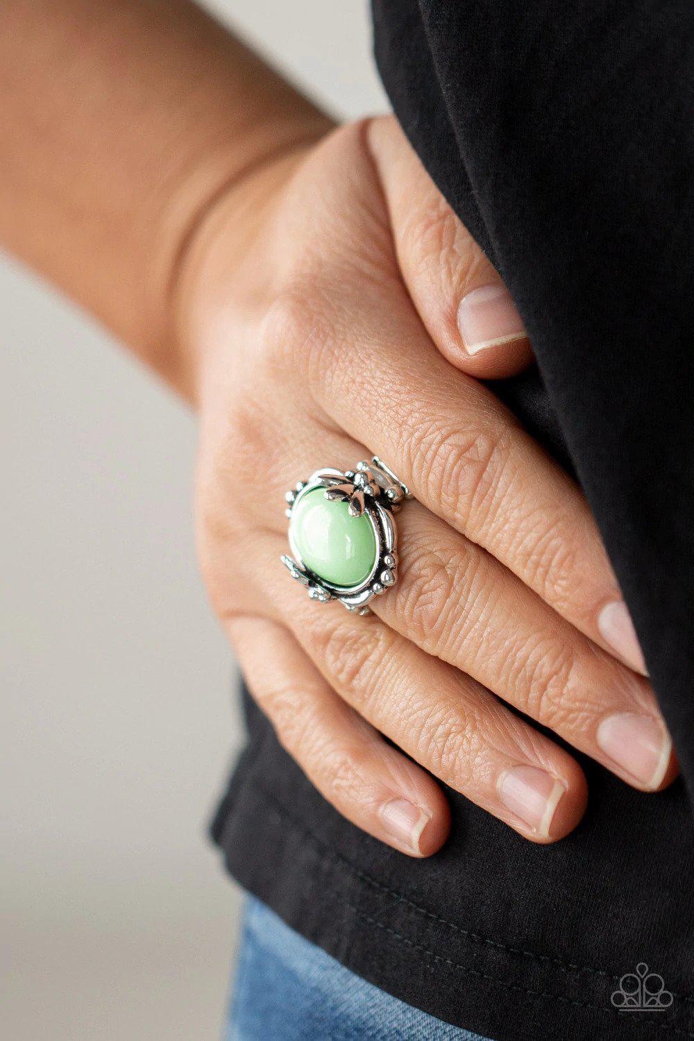 Springtime Splendor Green Ring - Paparazzi Accessories- on model - CarasShop.com - $5 Jewelry by Cara Jewels