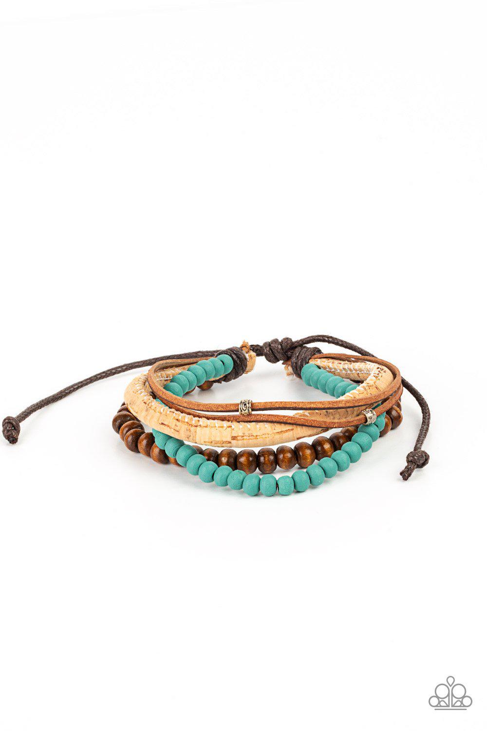 STACK To Basics Turquoise Blue Urban Knot Bracelet - Paparazzi Accessories- lightbox - CarasShop.com - $5 Jewelry by Cara Jewels
