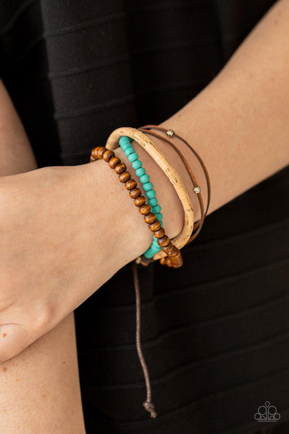 STACK To Basics Turquoise Blue Urban Knot Bracelet - Paparazzi Accessories- model - CarasShop.com - $5 Jewelry by Cara Jewels