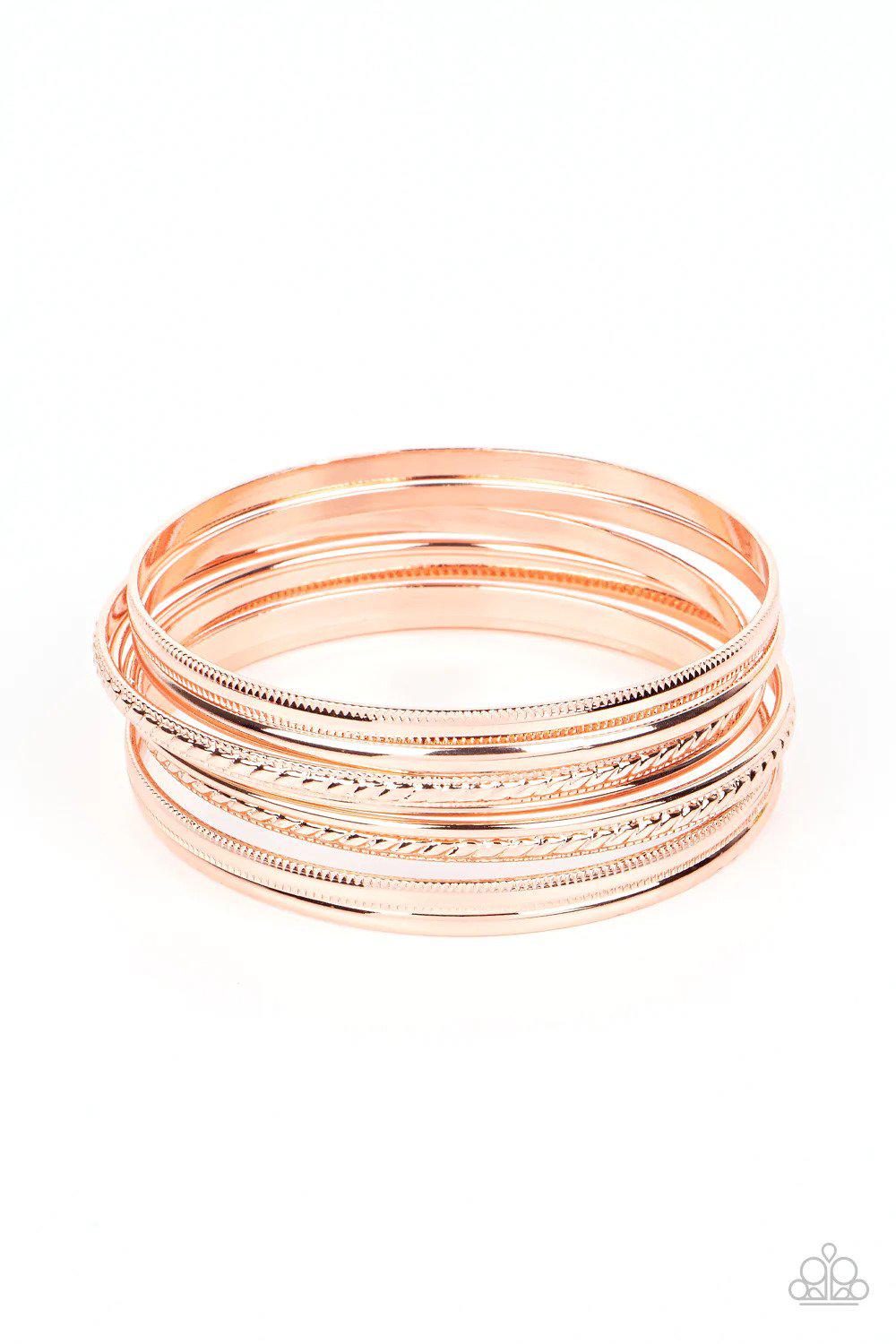 Stackable Shimmer Copper Bracelet - Paparazzi Accessories- lightbox - CarasShop.com - $5 Jewelry by Cara Jewels