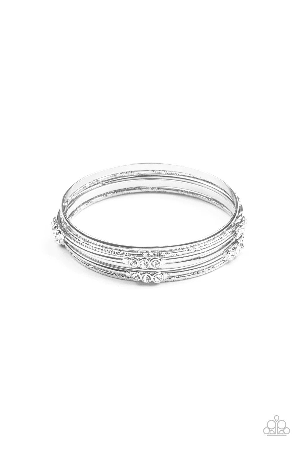 Stackable Sparkle White Bracelet - Paparazzi Accessories- lightbox - CarasShop.com - $5 Jewelry by Cara Jewels