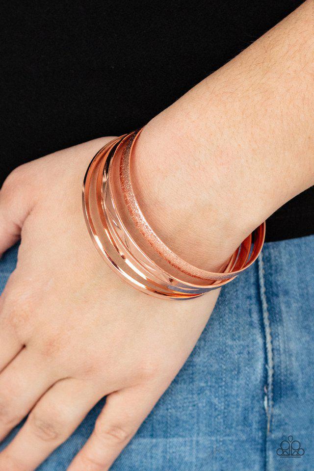 Stackable Style Copper Bracelet - Paparazzi Accessories- on model - CarasShop.com - $5 Jewelry by Cara Jewels