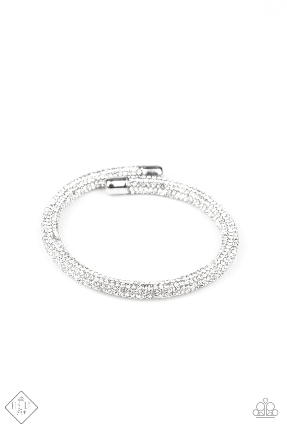 Stageworthy Sparkle White Bracelet - Paparazzi Accessories- lightbox - CarasShop.com - $5 Jewelry by Cara Jewels