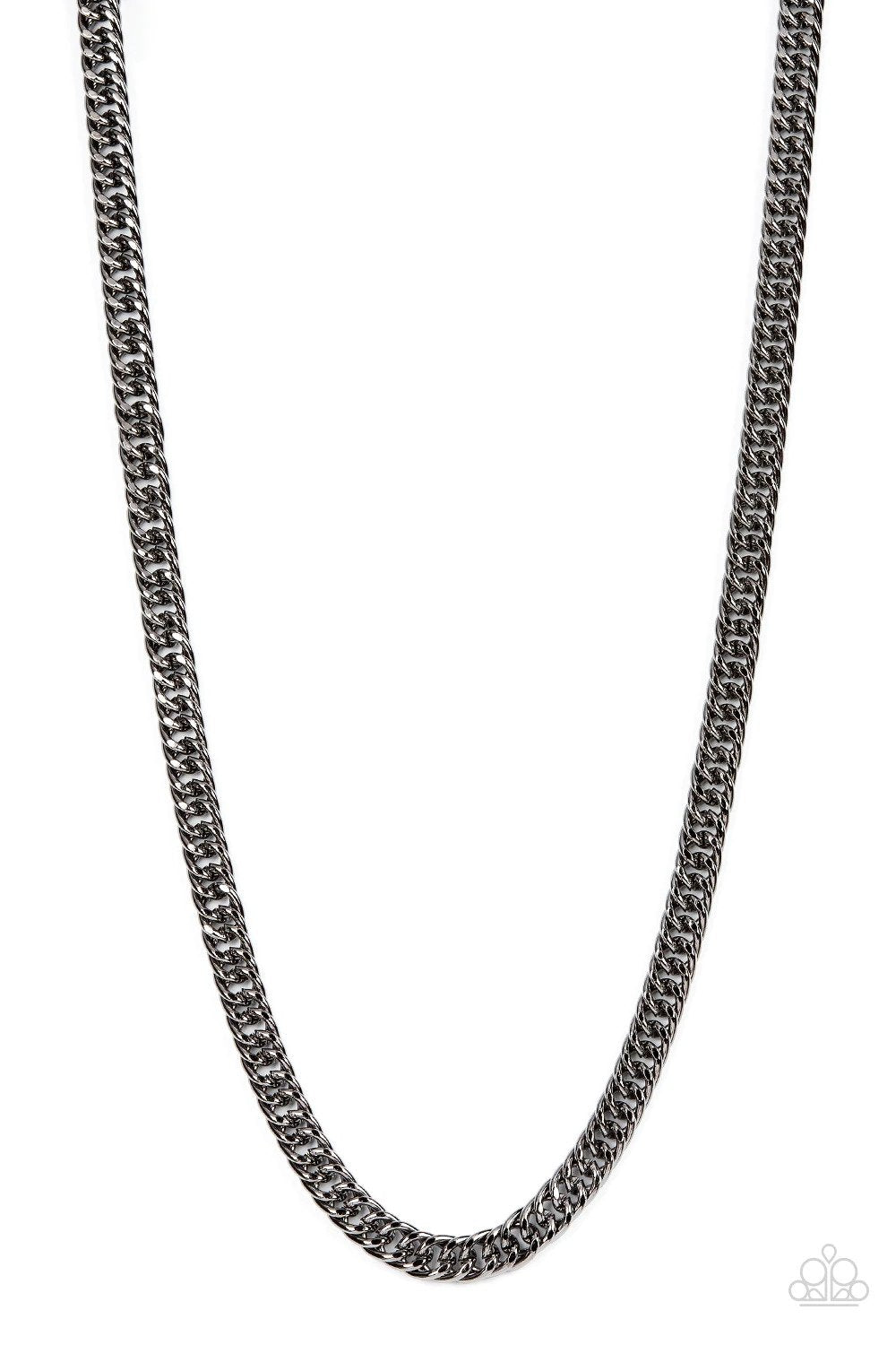 Standing Room Only Men&#39;s Gunmetal Black Necklace - Paparazzi Accessories- lightbox - CarasShop.com - $5 Jewelry by Cara Jewels