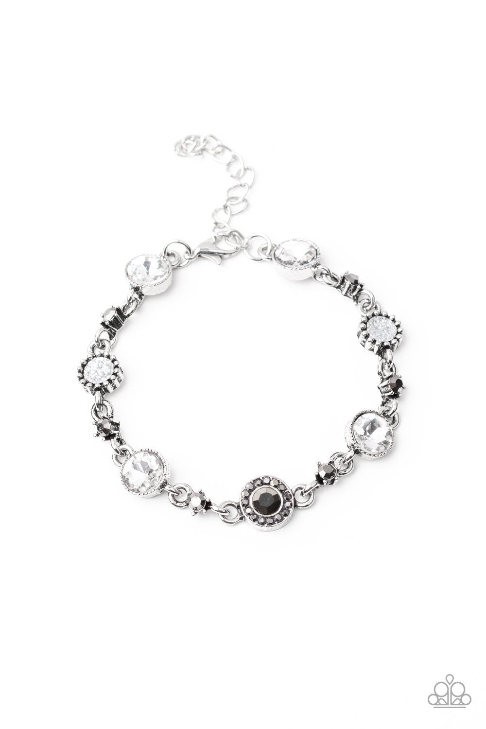 Stargazing Sparkle White Rhinestone Bracelet - Paparazzi Accessories-CarasShop.com - $5 Jewelry by Cara Jewels
