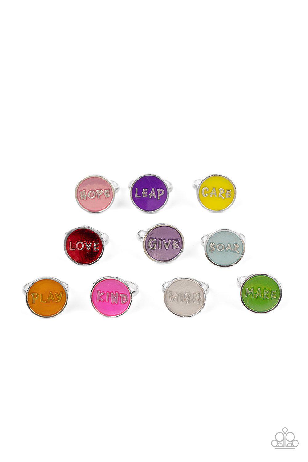 Starlet Shimmer Children&#39;s Colorful Inspirational Rings - Paparazzi Accessories (set of 10) - Full set -CarasShop.com - $5 Jewelry by Cara Jewels