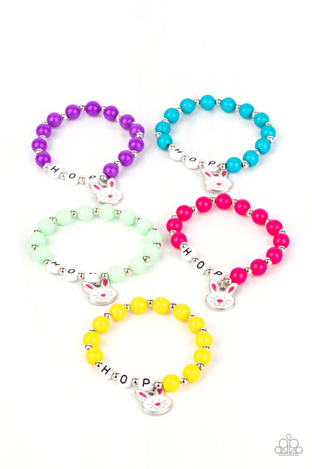 Starlet Shimmer Children&#39;s Easter Bunny Charm Bracelets - Paparazzi Accessories (set of 5) - Full set -CarasShop.com - $5 Jewelry by Cara Jewels