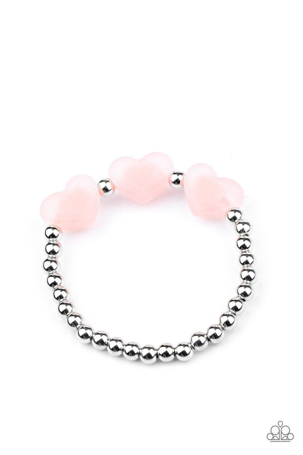 Starlet Shimmer Children&#39;s Frosted Heart Bracelets - Paparazzi Accessories (set of 5)-CarasShop.com - $5 Jewelry by Cara Jewels