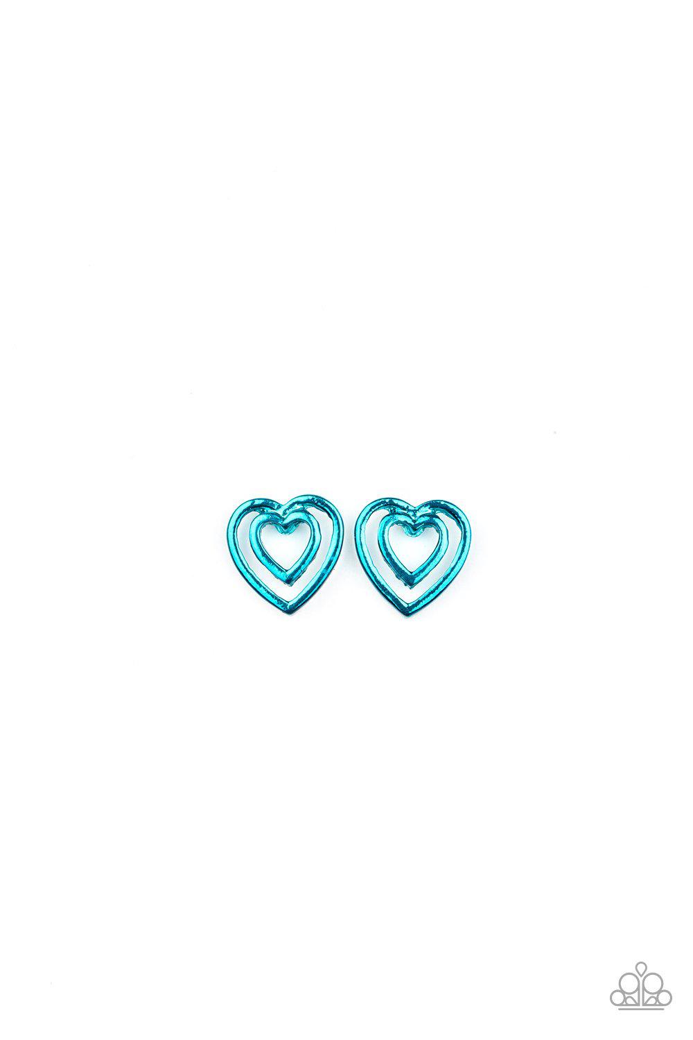 Starlet Shimmer Children&#39;s Metallic Heart Post Earrings - Paparazzi Accessories (set of 5 pairs) - lightbox -CarasShop.com - $5 Jewelry by Cara Jewels