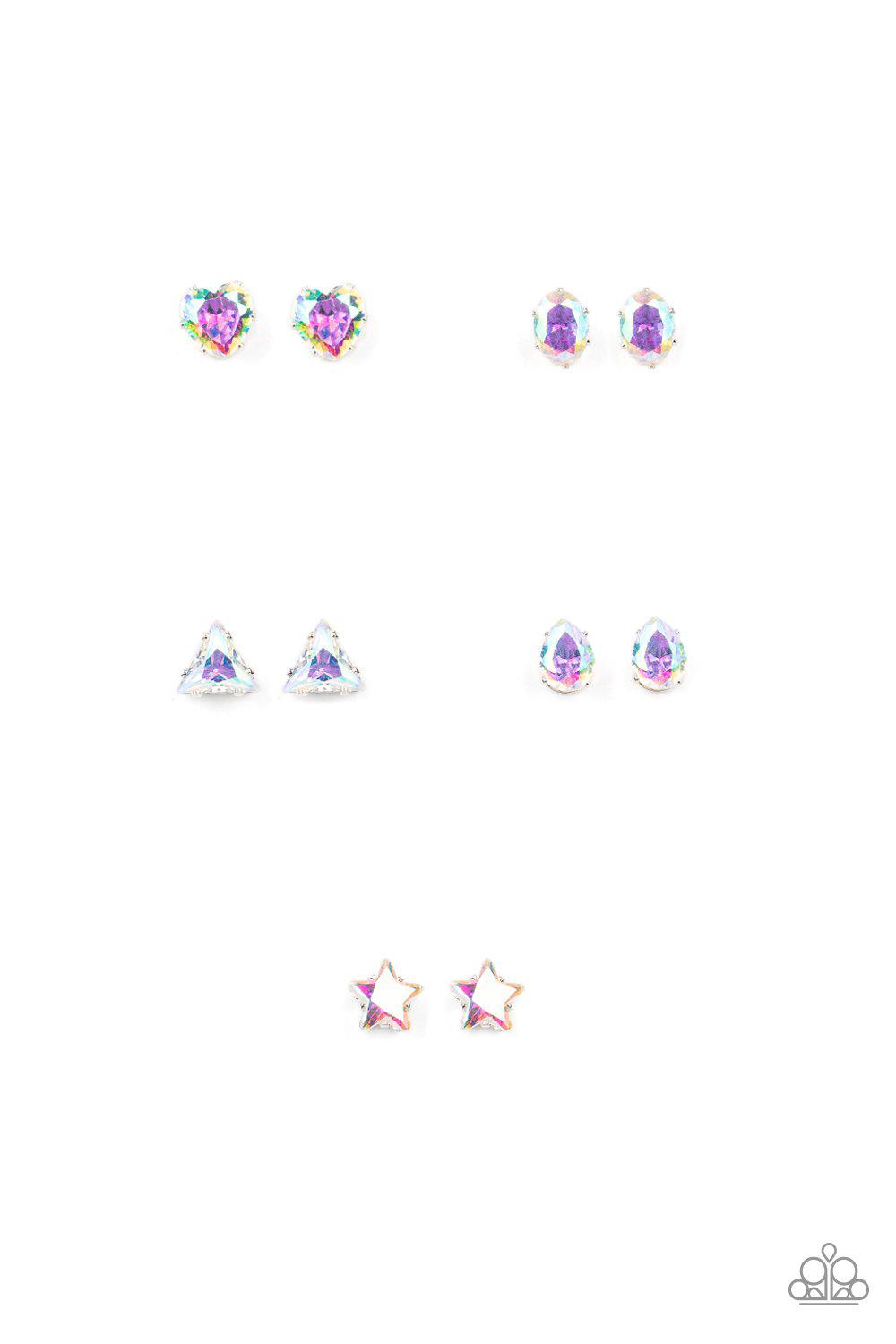 Starlet Shimmer Children&#39;s &quot;Oil Spill&quot; Rhinestone Post Earrings - Paparazzi Accessories (set of 5) - Full set -CarasShop.com - $5 Jewelry by Cara Jewels