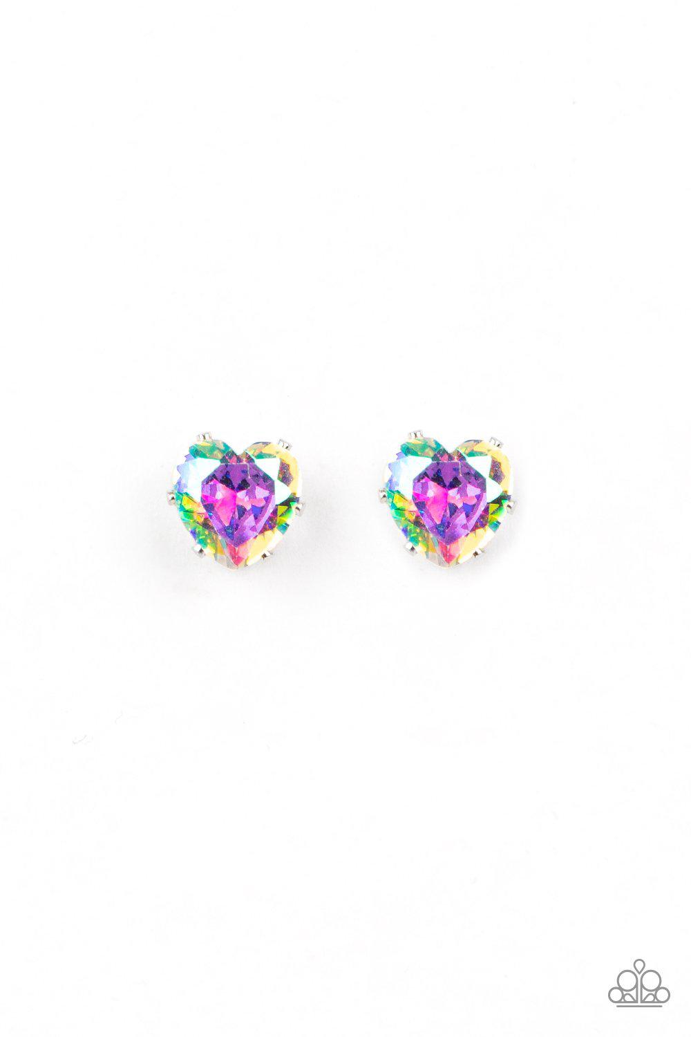 Starlet Shimmer Children&#39;s &quot;Oil Spill&quot; Rhinestone Post Earrings - Paparazzi Accessories (set of 5) - lightbox -CarasShop.com - $5 Jewelry by Cara Jewels