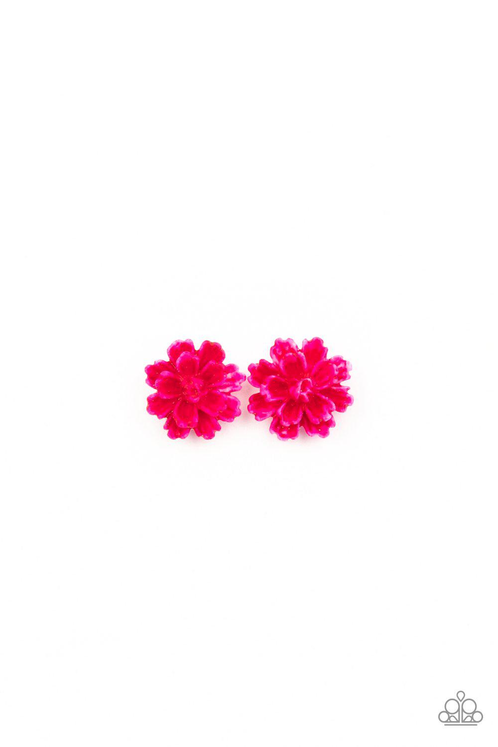 Starlet Shimmer Children&#39;s Pink and White Flower Post Earrings - Paparazzi Accessories (set of 5 pairs)- lightbox - CarasShop.com - $5 Jewelry by Cara Jewels