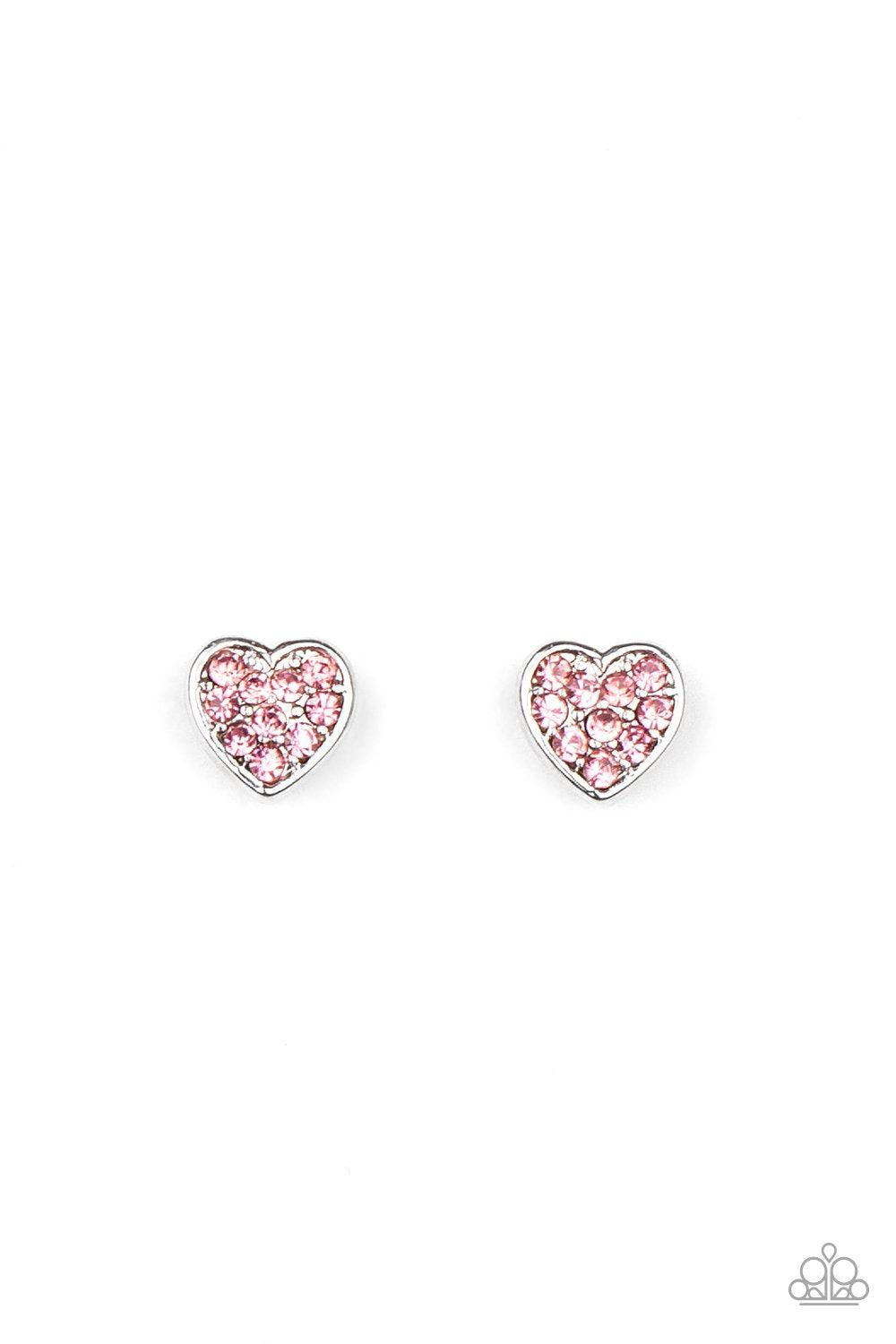 Starlet Shimmer Children&#39;s Pink Rhinestone Post Earrings - Paparazzi Accessories (set of 10 pairs) - lightbox -CarasShop.com - $5 Jewelry by Cara Jewels