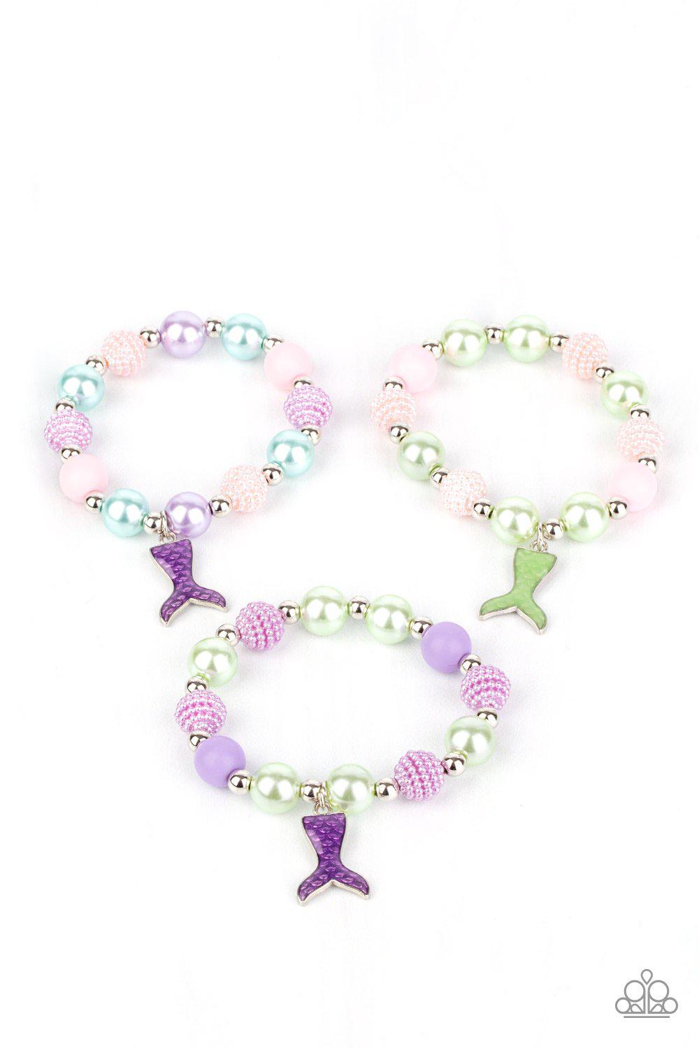 Starlet Shimmer Children&#39;s Purple and Green Mermaid Tail Bracelets - Paparazzi Accessories (set of 5) - Full set -CarasShop.com - $5 Jewelry by Cara Jewels
