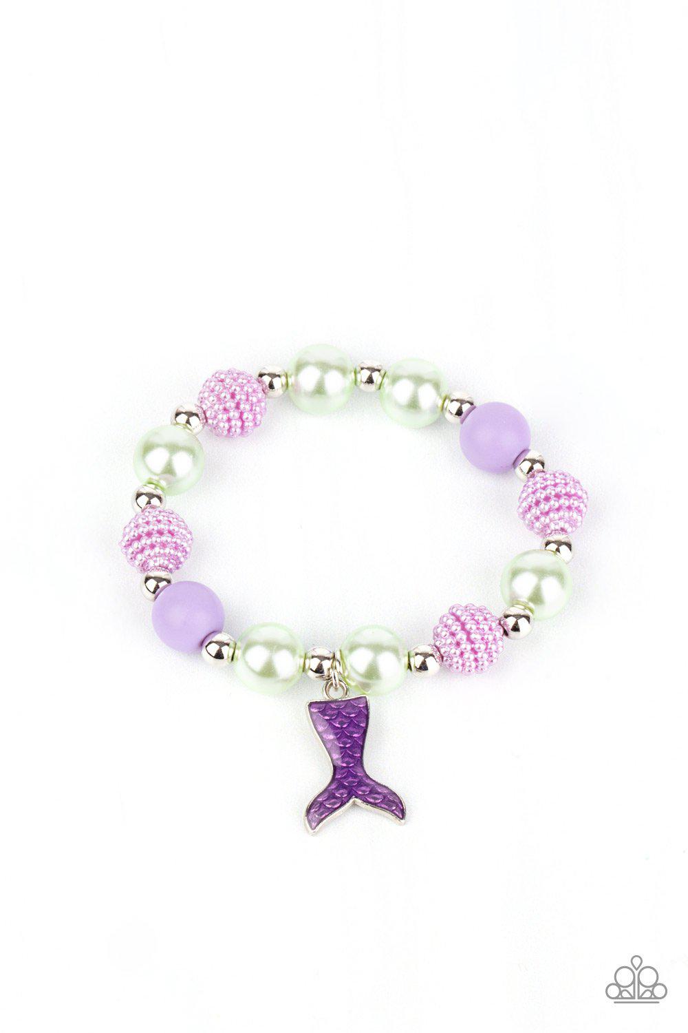 Starlet Shimmer Children&#39;s Purple and Green Mermaid Tail Bracelets - Paparazzi Accessories (set of 5)- lightbox - CarasShop.com - $5 Jewelry by Cara Jewels