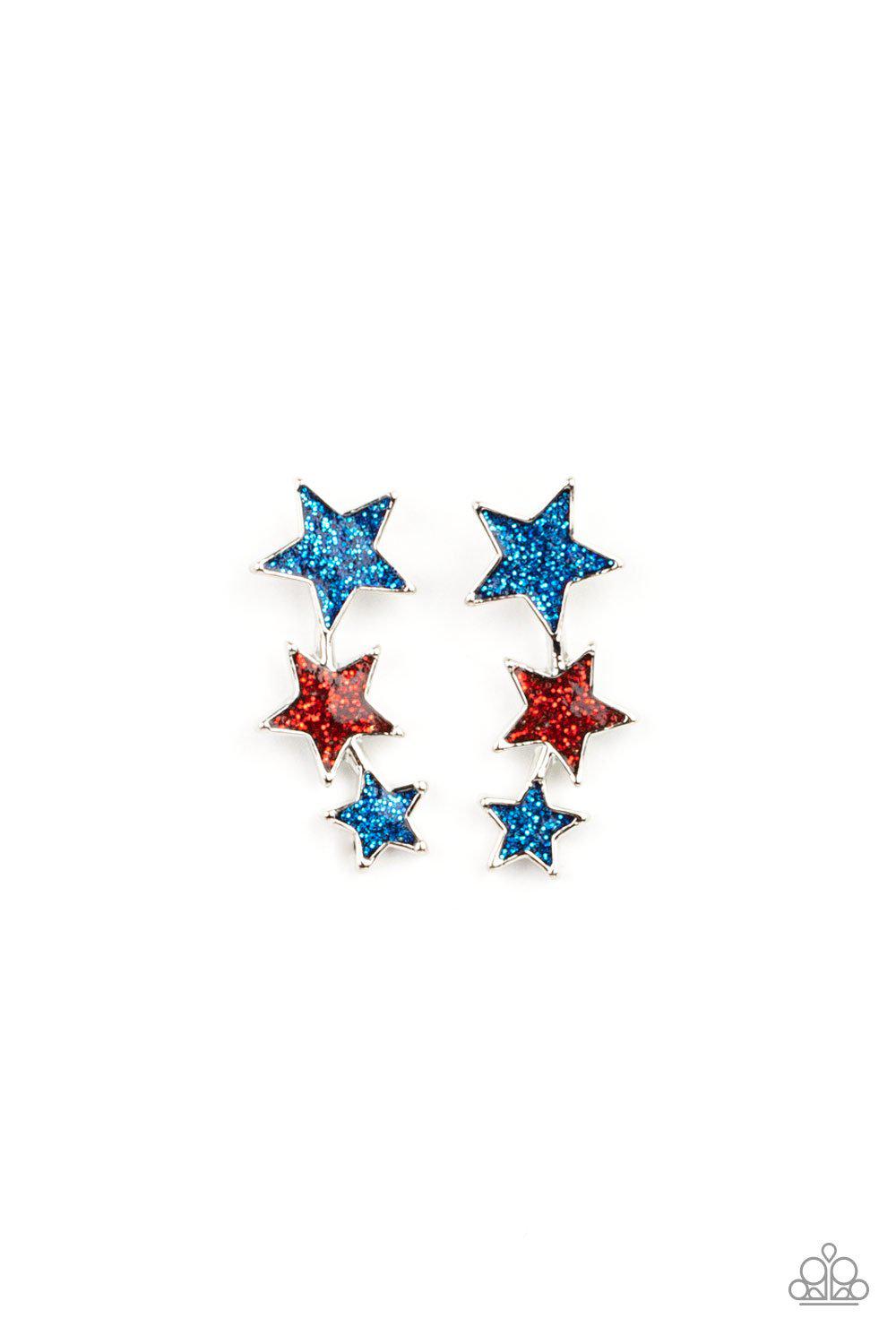 Starlet Shimmer Children&#39;s Red, White and Blue Star Post Earrings - Paparazzi Accessories (set of 5 pr)- lightbox - CarasShop.com - $5 Jewelry by Cara Jewels