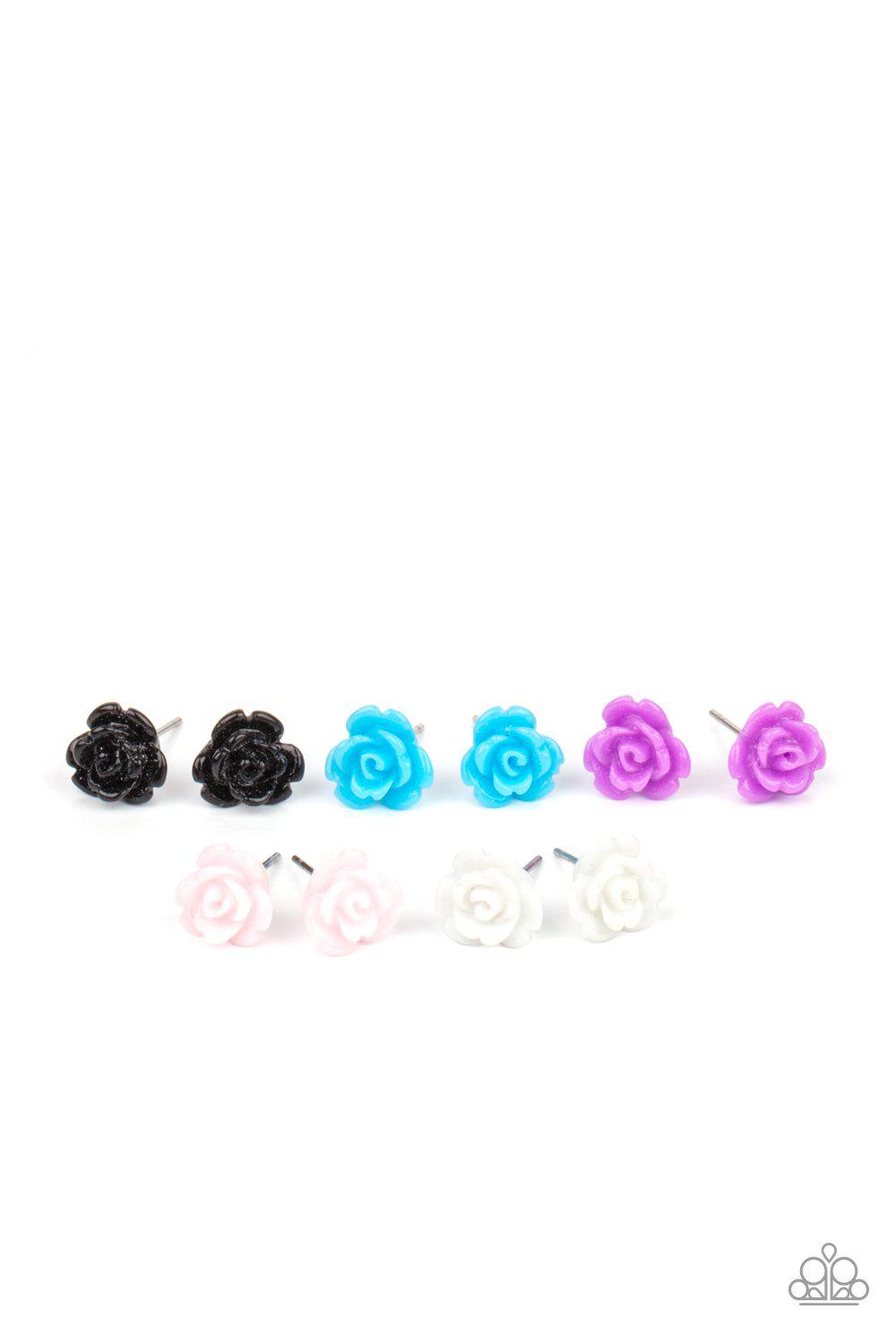 Starlet Shimmer Children&#39;s Rose Flower Post Earrings - Paparazzi Accessories (set of 5 pairs) - Full set -CarasShop.com - $5 Jewelry by Cara Jewels