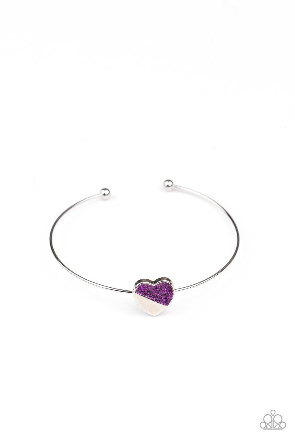 Starlet Shimmer Children&#39;s Silver and Heart Cuff Bracelets - Paparazzi Accessories (set of 5)-CarasShop.com - $5 Jewelry by Cara Jewels