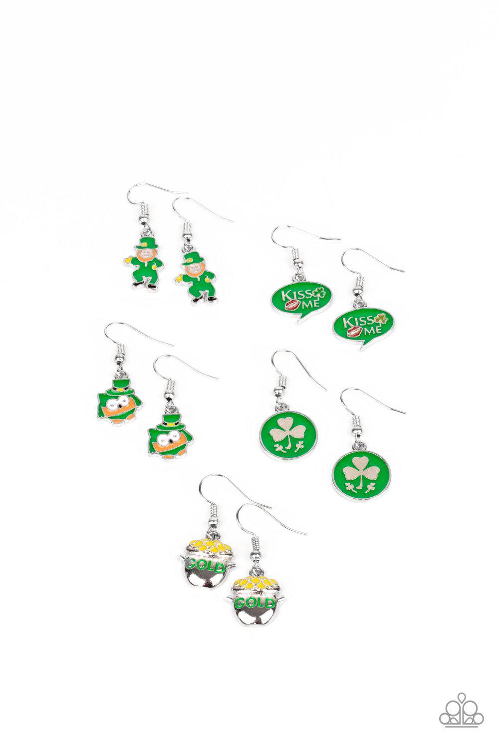 Starlet Shimmer Children&#39;s St Patrick&#39;s Day Dangle Earrings - Paparazzi Accessories (set of 5) - Full set -CarasShop.com - $5 Jewelry by Cara Jewels