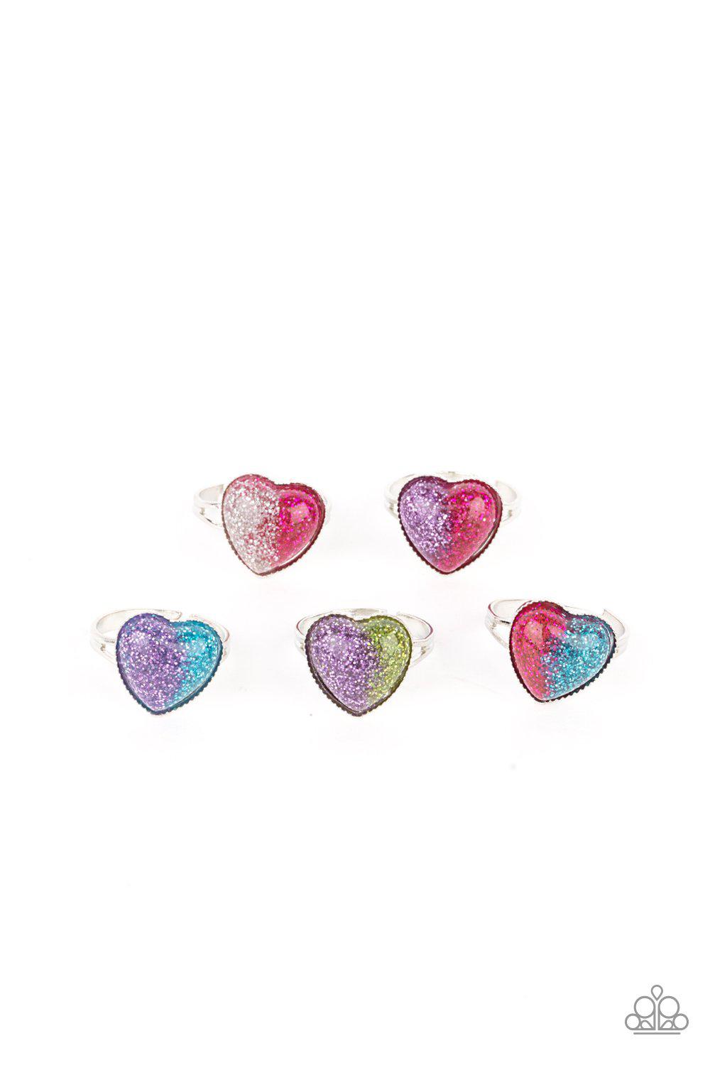 Starlet Shimmer Children&#39;s Two-tone Glitter Heart Rings - Paparazzi Accessories (set of 5) - Full set -CarasShop.com - $5 Jewelry by Cara Jewels