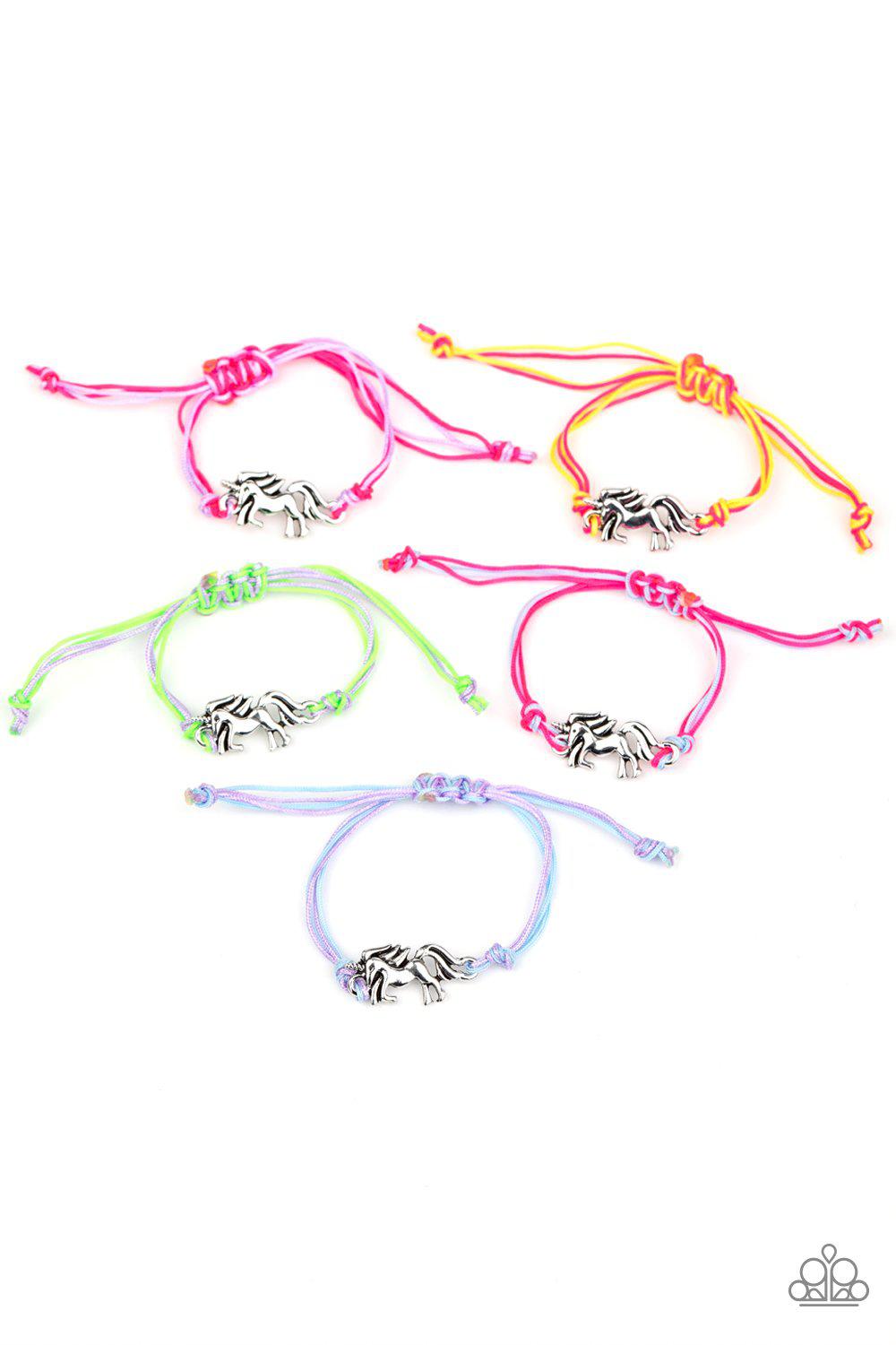 Starlet Shimmer Children&#39;s Unicorn Sliding Knot Bracelets - Paparazzi Accessories (set of 5) - Full set -CarasShop.com - $5 Jewelry by Cara Jewels