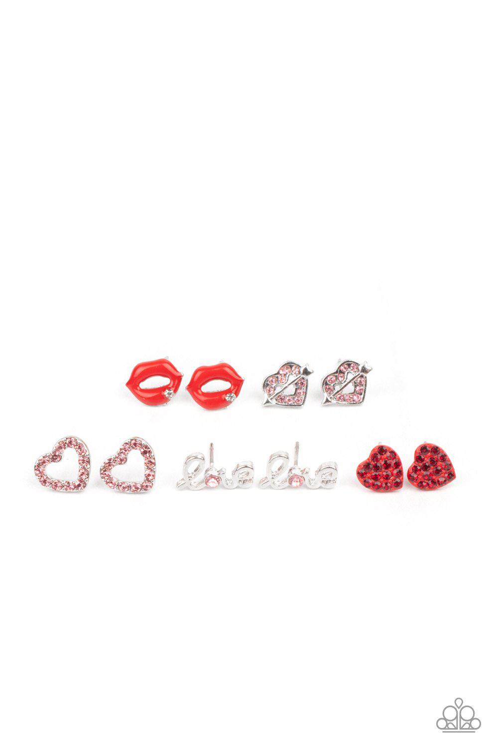 Starlet Shimmer Children&#39;s Valentine Rhinestone Post Earrings 2021 - Paparazzi Accessories (set of 5) - Full set -CarasShop.com - $5 Jewelry by Cara Jewels