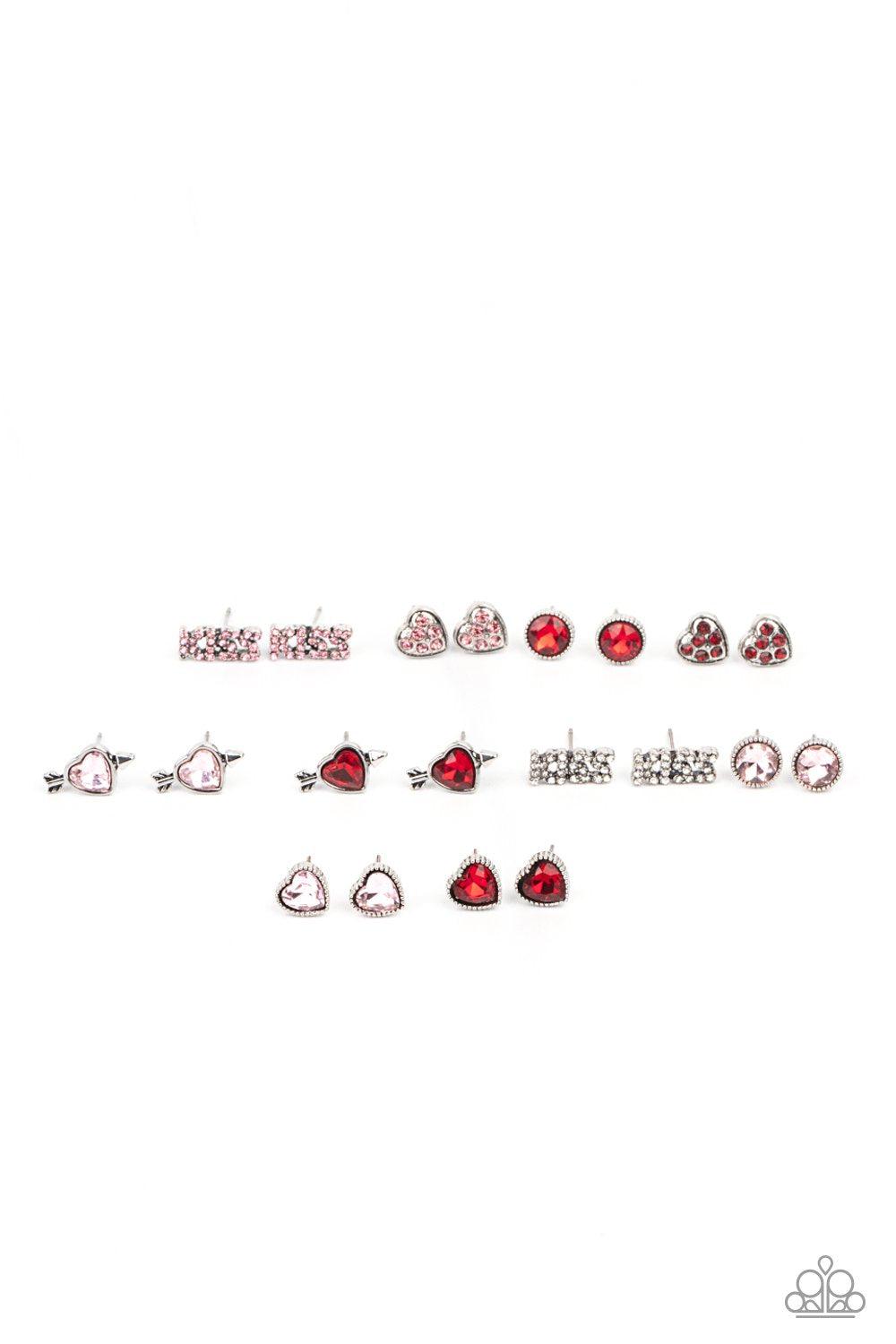 Starlet Shimmer Children&#39;s Valentine Themed Post Earrings 2021 - Paparazzi Accessories (set of 10) - lightbox -CarasShop.com - $5 Jewelry by Cara Jewels