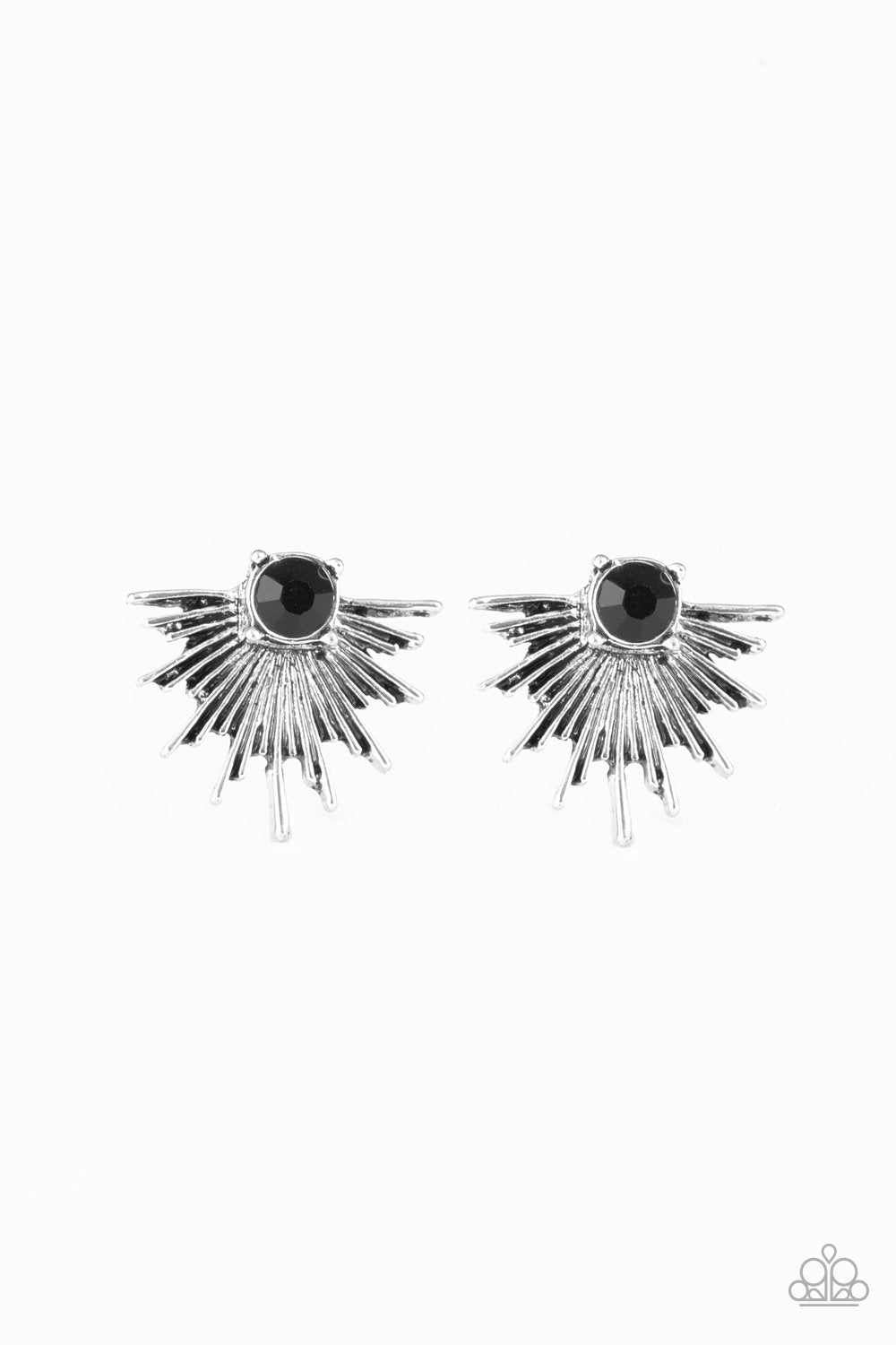 Starry Light Black Double-sided Post Earrings - Paparazzi Accessories-CarasShop.com - $5 Jewelry by Cara Jewels