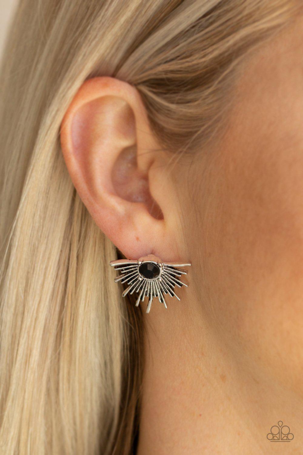 Starry Light Black Double-sided Post Earrings - Paparazzi Accessories-CarasShop.com - $5 Jewelry by Cara Jewels