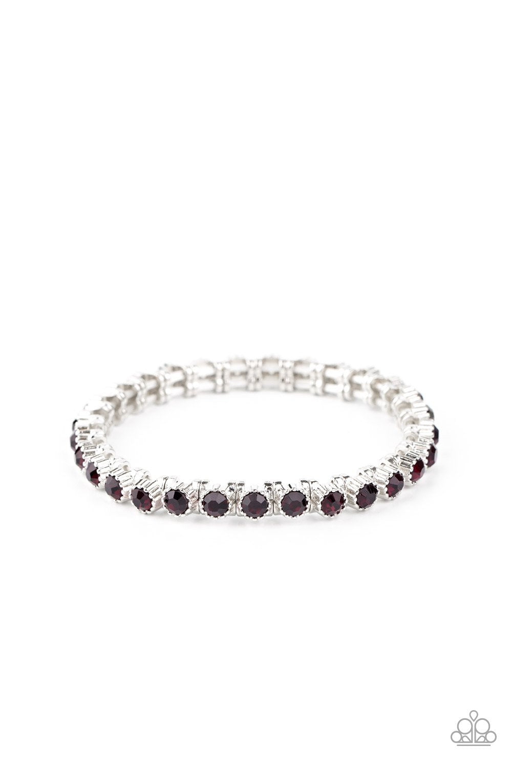 Starry Social Purple Rhinestone Bracelet - Paparazzi Accessories-CarasShop.com - $5 Jewelry by Cara Jewels