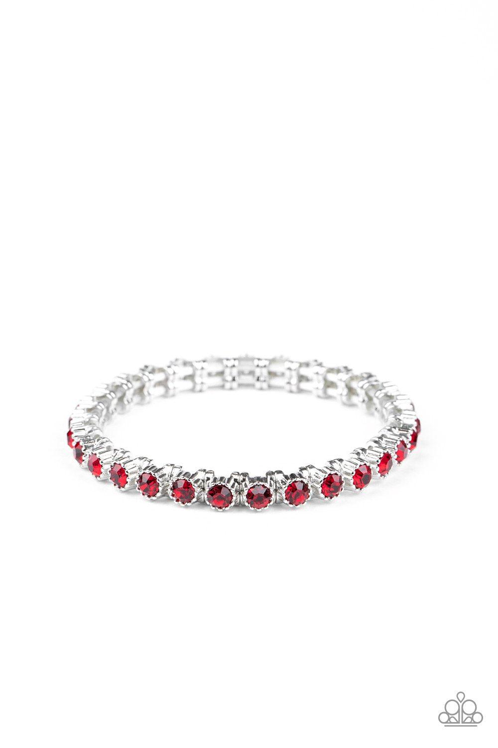 Starry Social Red Rhinestone Bracelet - Paparazzi Accessories-CarasShop.com - $5 Jewelry by Cara Jewels