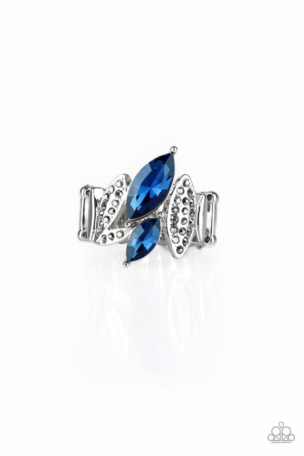 Stay Sassy Blue Rhinestone Ring - Paparazzi Accessories-CarasShop.com - $5 Jewelry by Cara Jewels