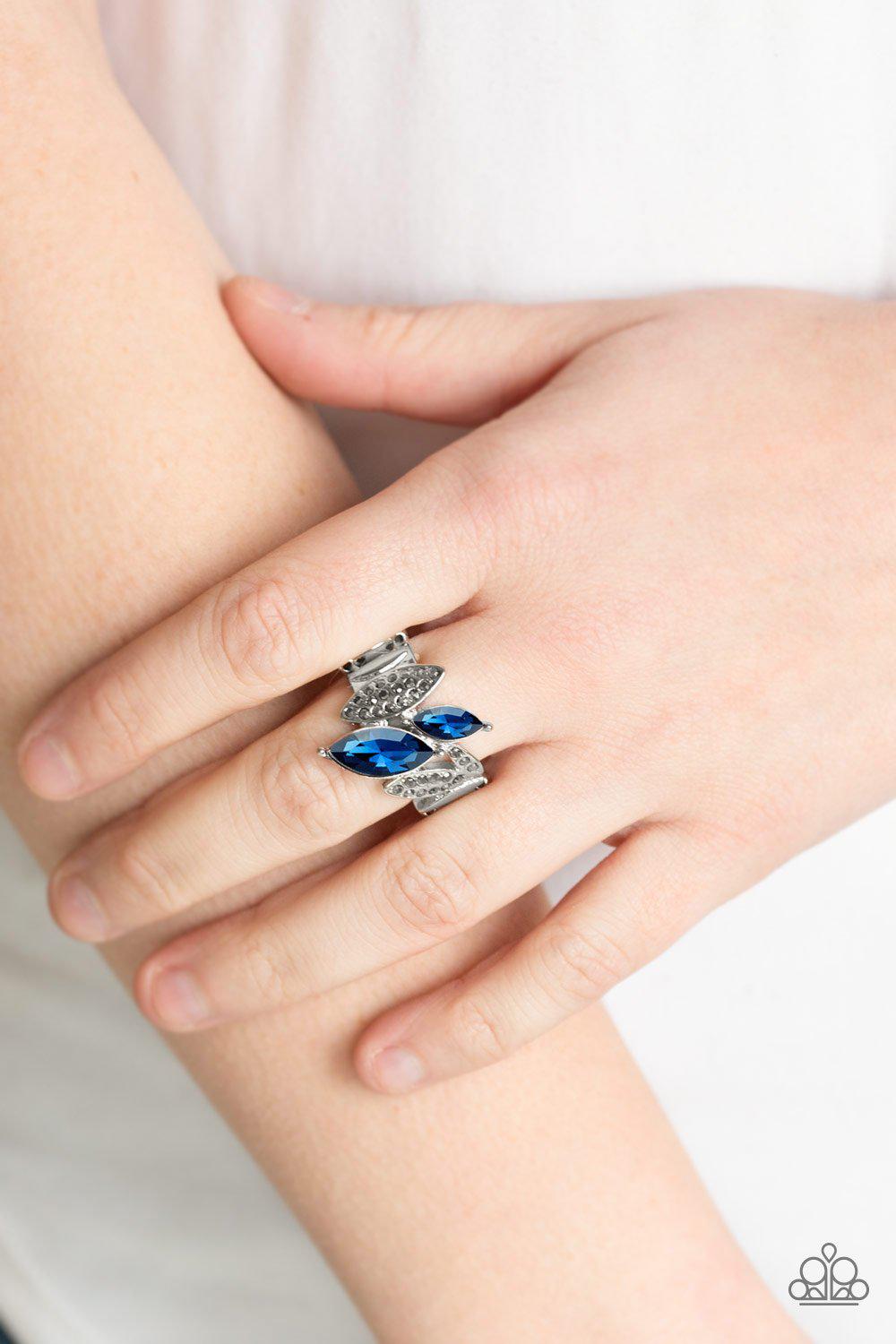 Stay Sassy Blue Rhinestone Ring - Paparazzi Accessories-CarasShop.com - $5 Jewelry by Cara Jewels