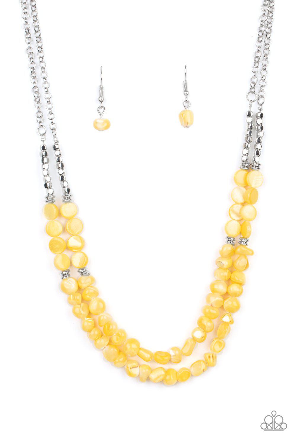 Staycation Status Yellow and Silver Necklace - Paparazzi Accessories- lightbox - CarasShop.com - $5 Jewelry by Cara Jewels