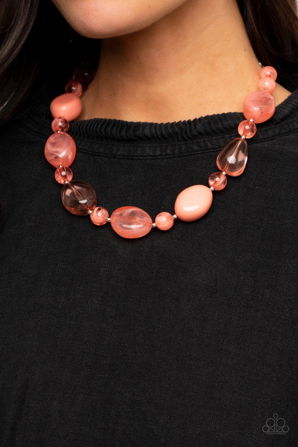 Staycation Stunner Coral Necklace - Paparazzi Accessories- model - CarasShop.com - $5 Jewelry by Cara Jewels