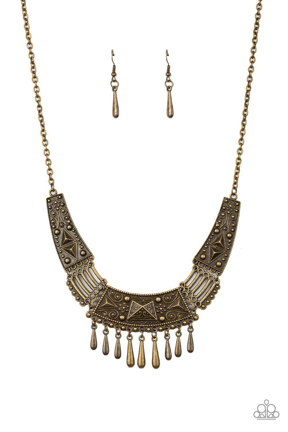 STEER It Up Brass Necklace - Paparazzi Accessories- lightbox - CarasShop.com - $5 Jewelry by Cara Jewels