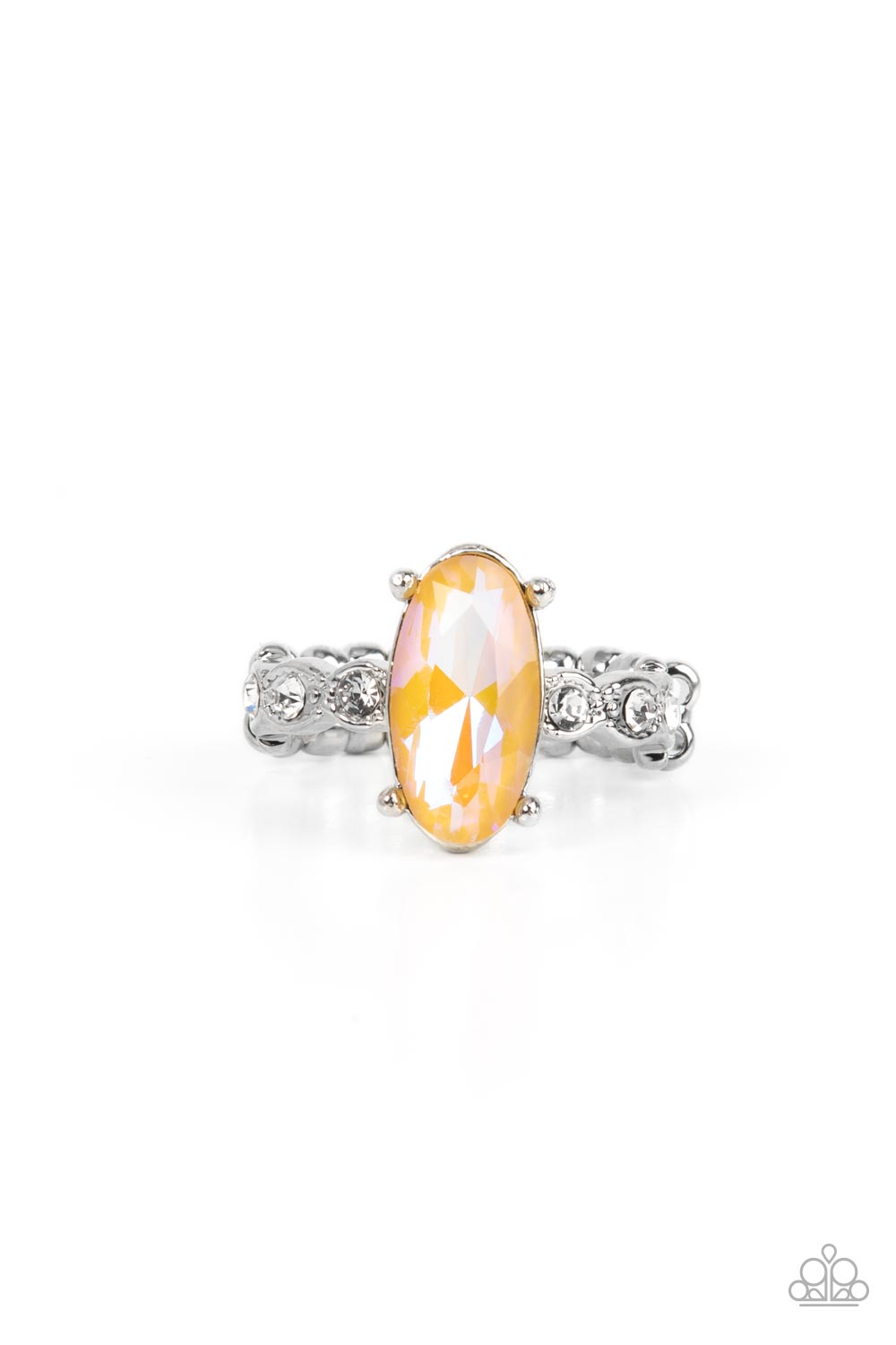 Stellar Sensation Yellow UV Shimmer Rhinestone Ring - Paparazzi Accessories- lightbox - CarasShop.com - $5 Jewelry by Cara Jewels