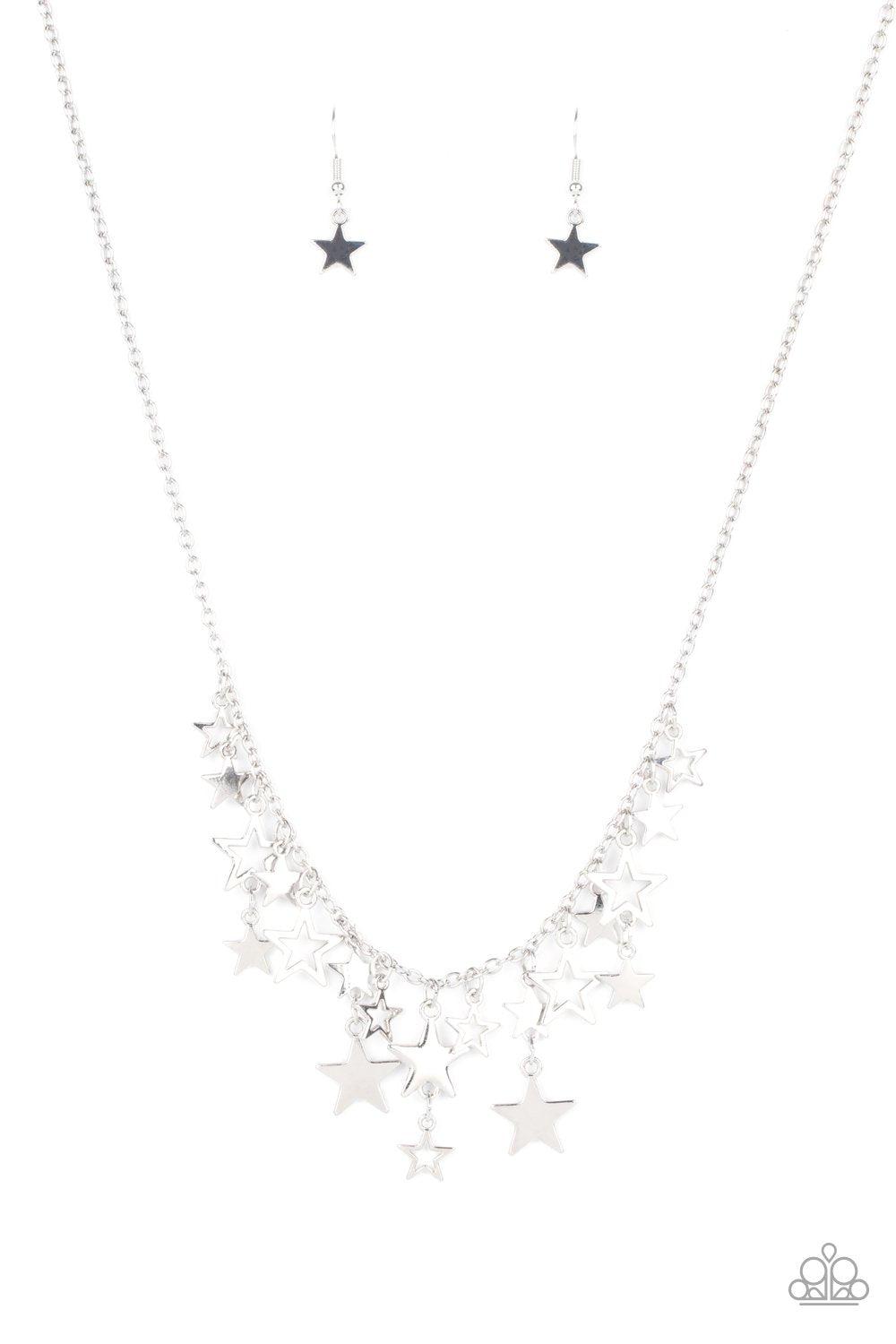 Stellar Stardom Silver Star Necklace - Paparazzi Accessories- lightbox - CarasShop.com - $5 Jewelry by Cara Jewels