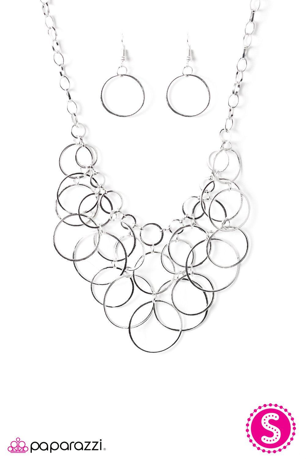 Step Into The Bling Ring Silver Necklace - Paparazzi Accessories-CarasShop.com - $5 Jewelry by Cara Jewels