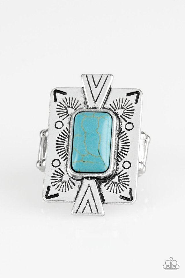 Stone Cold Couture Turquoise Blue Stone Ring - Paparazzi Accessories- lightbox - CarasShop.com - $5 Jewelry by Cara Jewels