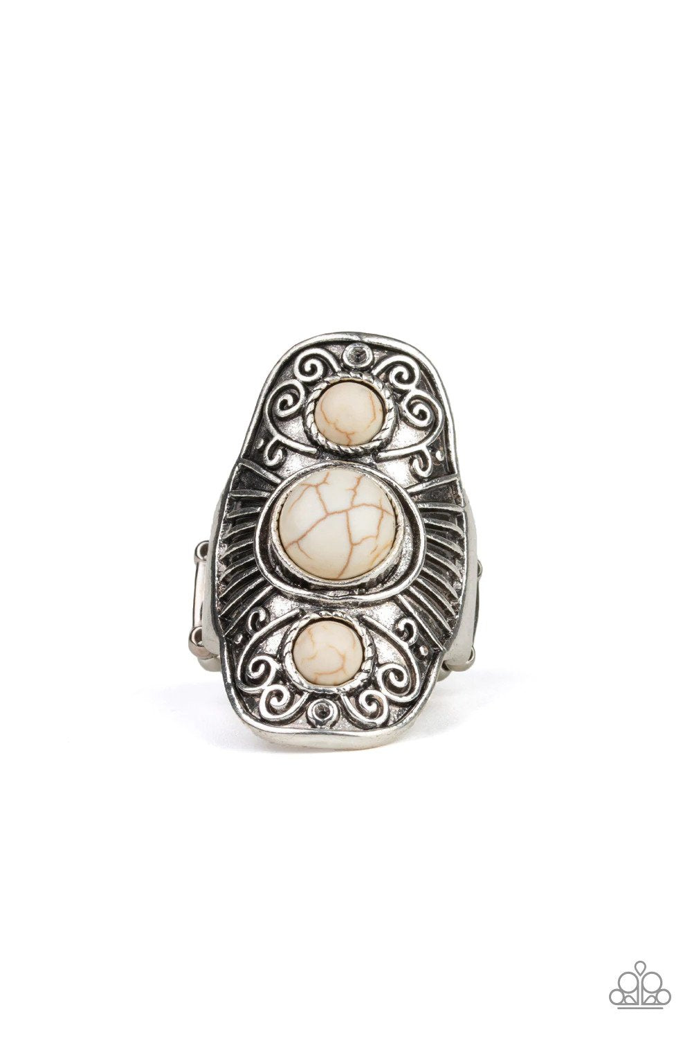 Stone Oracle White Ring - Paparazzi Accessories- lightbox - CarasShop.com - $5 Jewelry by Cara Jewels