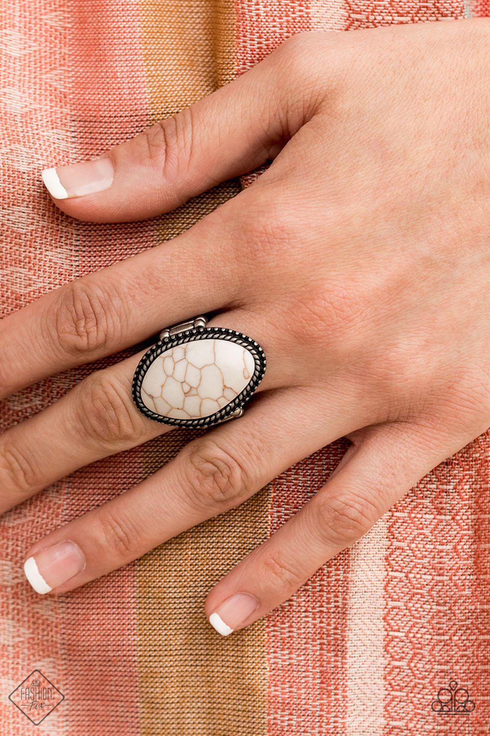 Stone Samba White Stone Ring - Paparazzi Accessories-CarasShop.com - $5 Jewelry by Cara Jewels