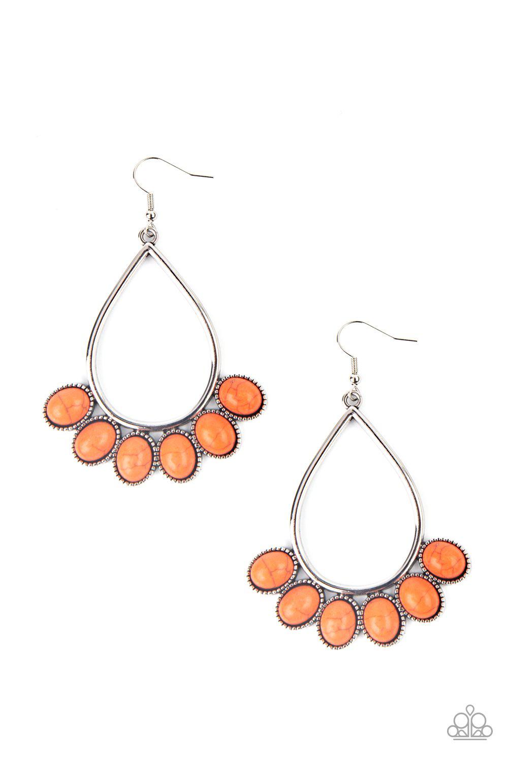 Stone Sky Orange Stone Earrings - Paparazzi Accessories - lightbox -CarasShop.com - $5 Jewelry by Cara Jewels