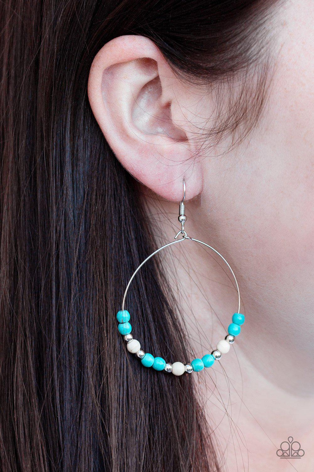 Stone Spa Multi Turquoise Blue and White Stone Earrings - Paparazzi Accessories - model -CarasShop.com - $5 Jewelry by Cara Jewels