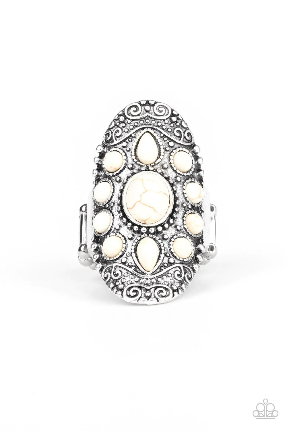 Stone Sunrise White Ring - Paparazzi Accessories- lightbox - CarasShop.com - $5 Jewelry by Cara Jewels