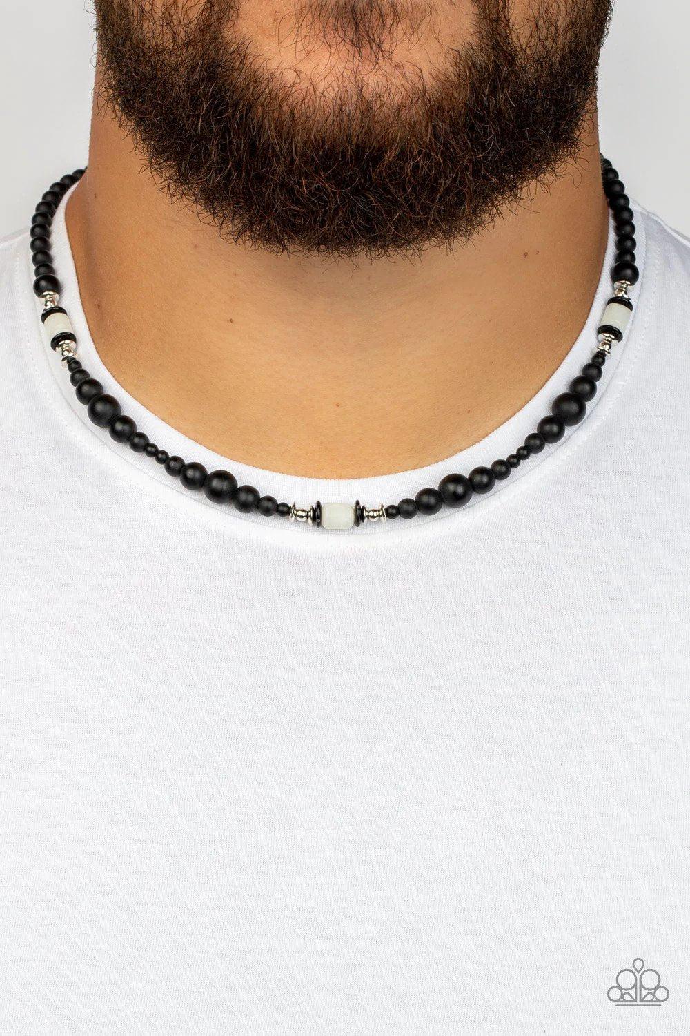 Stone Synchrony Men&#39;s White Stone Urban Necklace - Paparazzi Accessories- on model - CarasShop.com - $5 Jewelry by Cara Jewels