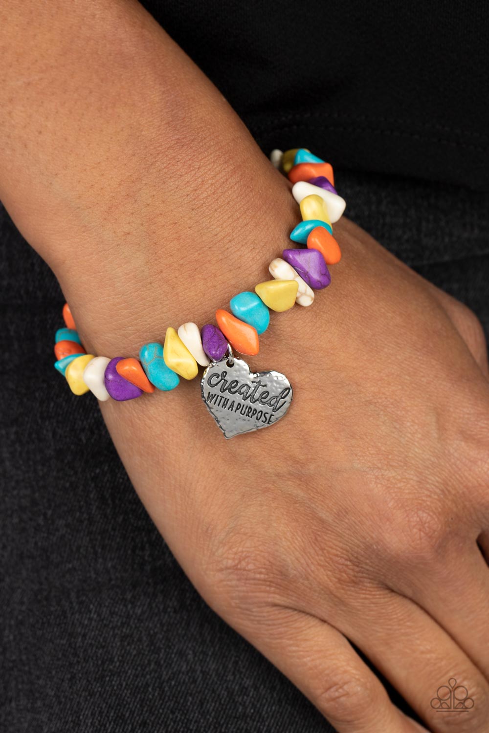 Stony-Hearted Multi Stone Inspirational Bracelet - Paparazzi Accessories-on model - CarasShop.com - $5 Jewelry by Cara Jewels